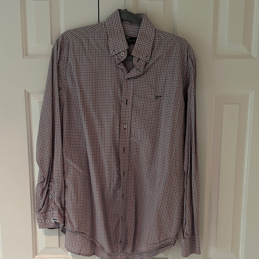 Men's Casual Checkered Button-Down Shirt - Red and White